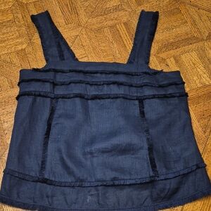 J. Crew Dark Blue Frayed Tank Top